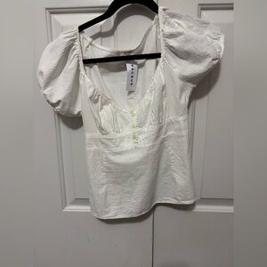 John Galt women’s white short sleeve baby doll top
